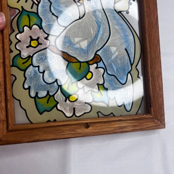 Framed Stained Glass Window Art Suncatcher 'And the two shall be one' Wall Art - Picture 5 of 7